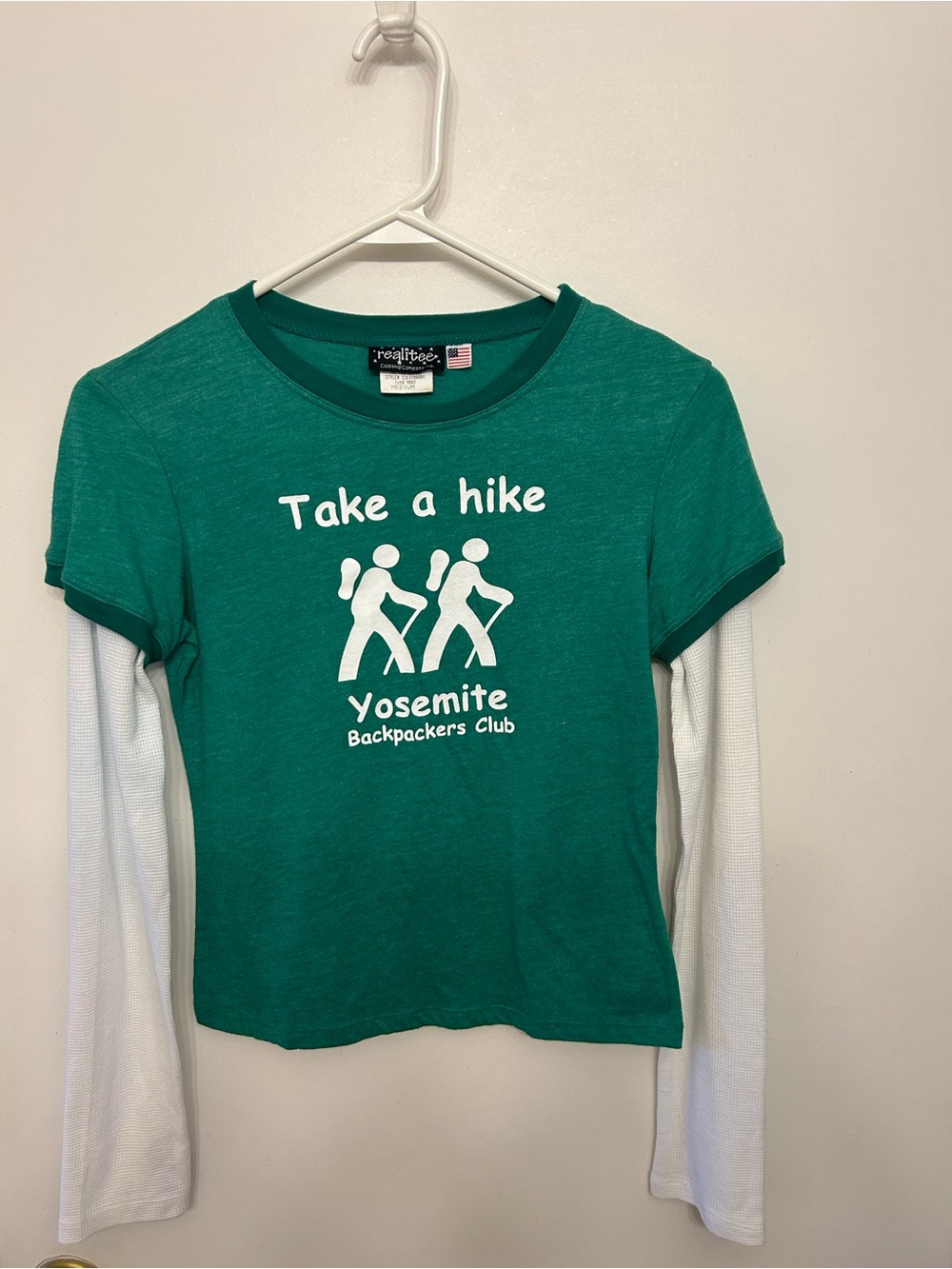 Realitee Clothing Green 'Take a Hike' Layered-Look Long Sleeve Top